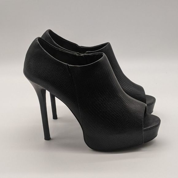 Steve Madden Crocodile Nile Black Peep Toe 5" Stilettos Sz 11 EUC - Picture 7 of 14